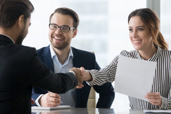 Recruiters meeting a candidate